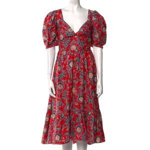 House of Harlow 1960 | NWT Women's Red Floral Knot Tie Sweetheart Dress Size L